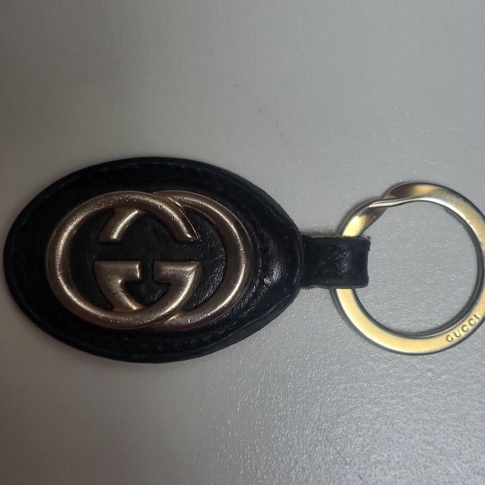 Gucci Leather and Gold keychain